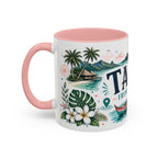 Tahiti Coffee Mug | Travel Destination Souvenir Gift | Accent Color Ceramic 11oz 15oz