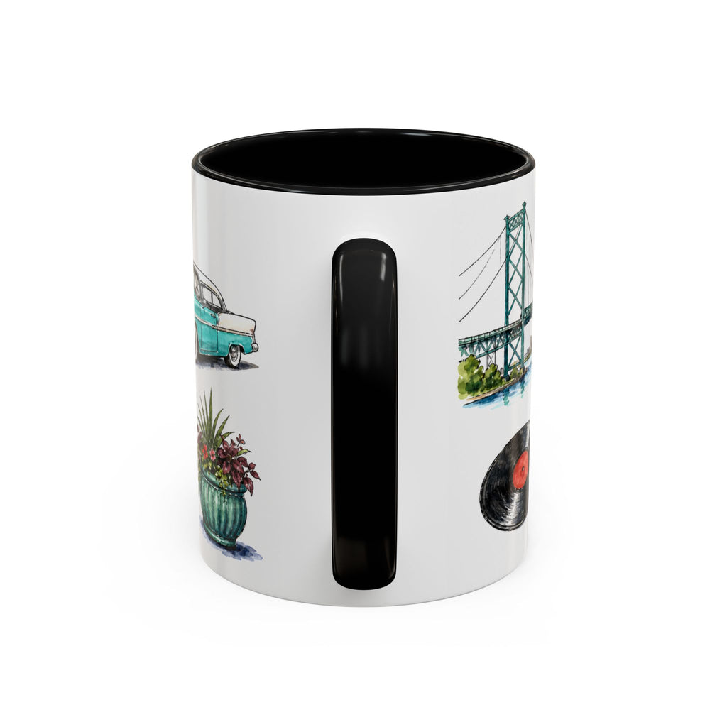 Detroit Illustrated Travel Mug | City Souvenir Accent Coffee Mug | 11oz 15oz Ceramic Cup