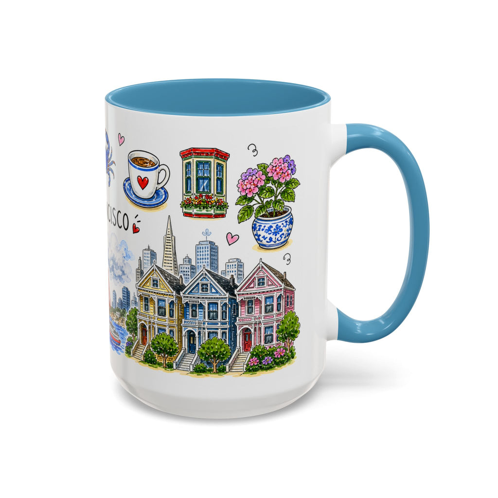 San Francisco Illustrated Travel Mug | City Souvenir Accent Coffee Mug | 11oz 15oz Ceramic Cup
