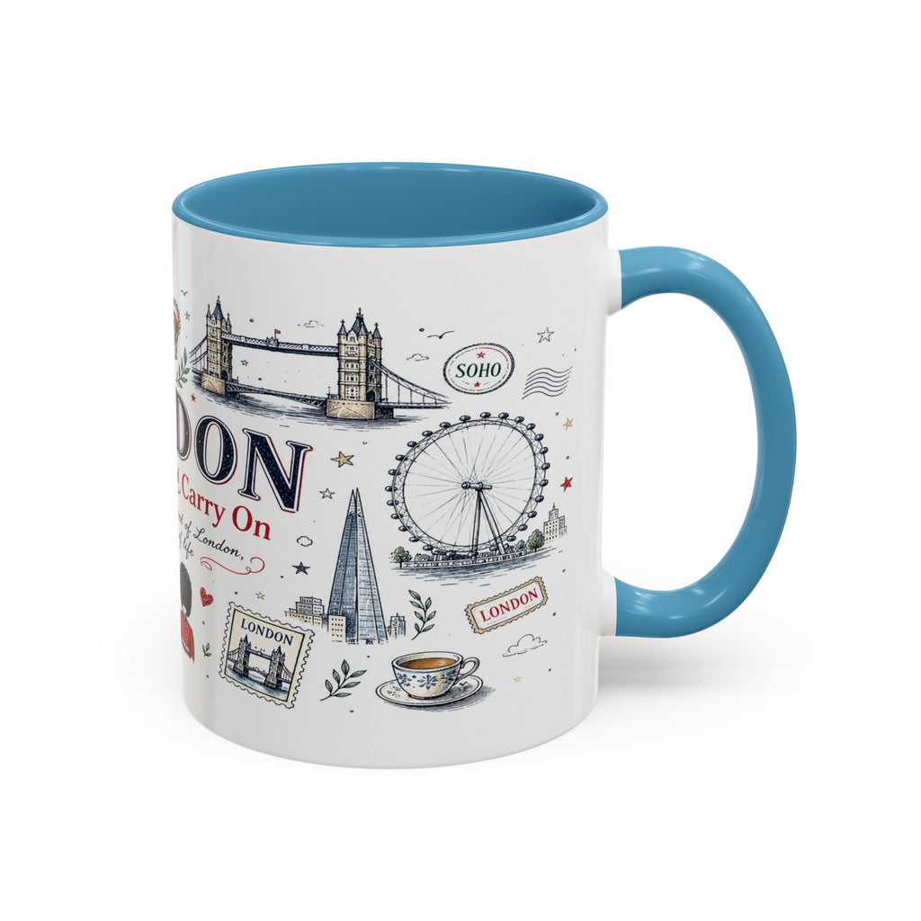 London Coffee Mug | England Souvenir Travel Gift | Accent Color Ceramic 11oz 15oz