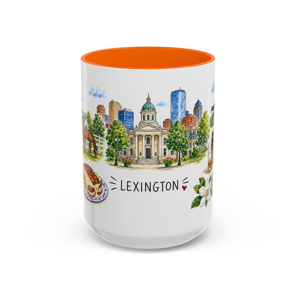 Lexington Illustrated Travel Mug | City Souvenir Accent Coffee Mug | 11oz 15oz Ceramic Cup