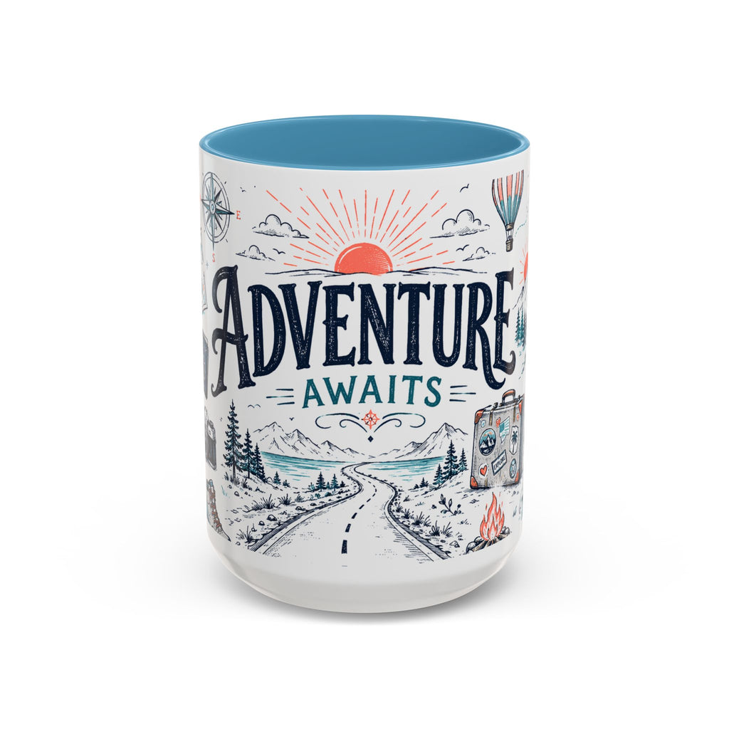 Adventure Awaits Coffee Mug | Class of 2026 Graduation Gift | Accent Color Ceramic 11oz 15oz
