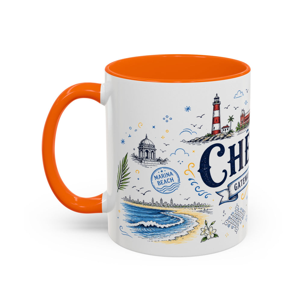 Chennai Coffee Mug | India Souvenir Travel Gift | Accent Color Ceramic 11oz 15oz