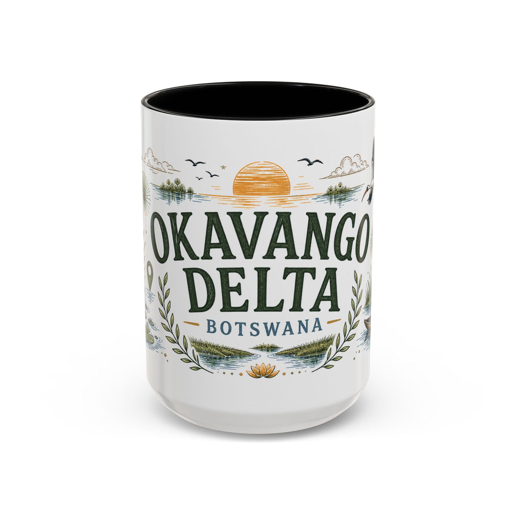 Okavango Delta Coffee Mug | Travel Destination Souvenir Gift | Accent Color Ceramic 11oz 15oz