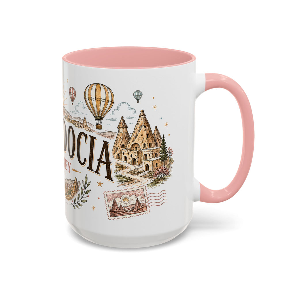 Cappadocia Coffee Mug | Travel Destination Souvenir Gift | Accent Color Ceramic 11oz 15oz