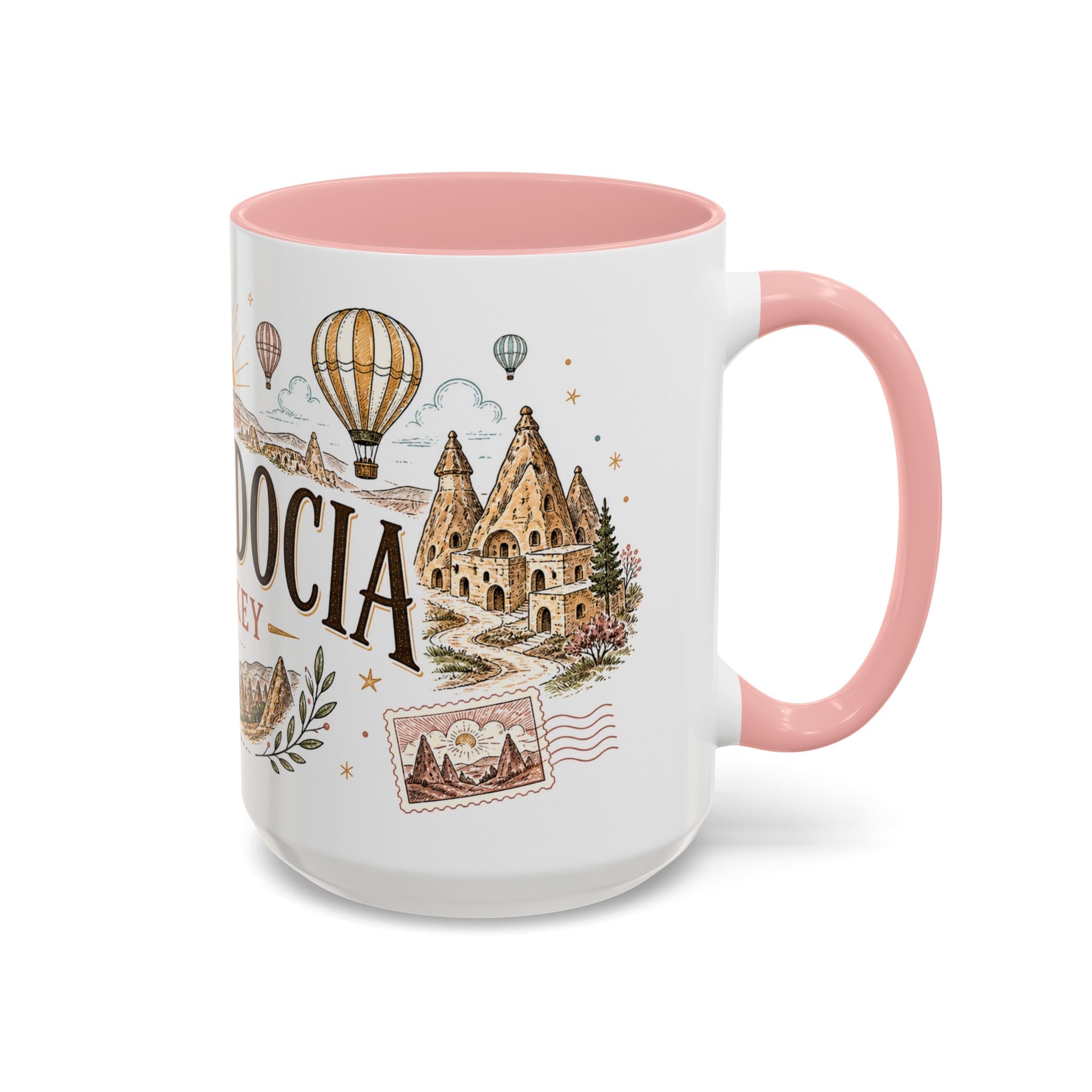 Cappadocia Coffee Mug | Travel Destination Souvenir Gift | Accent Color Ceramic 11oz 15oz