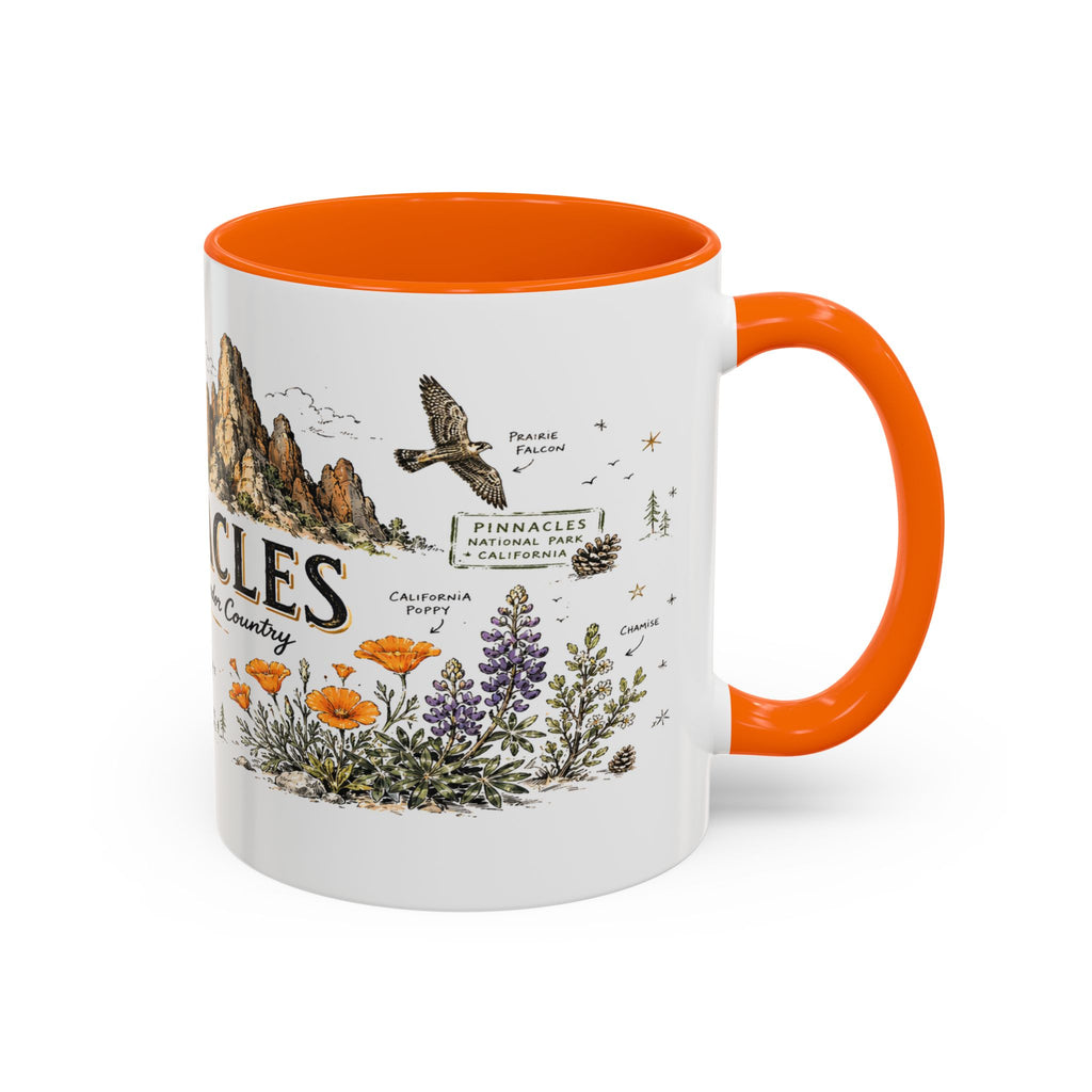 Pinnacles National Park Coffee Mug | California Rock Climbing Condor Gift | Accent Color Ceramic 11oz 15oz