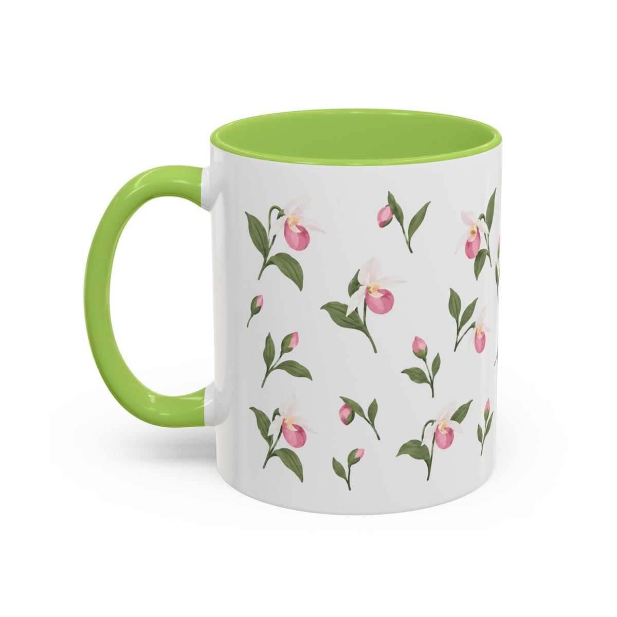 Minnesota Pink and White Lady Slipper Mug, State Flower Floral Coffee Cup, 11oz Botanical Gift