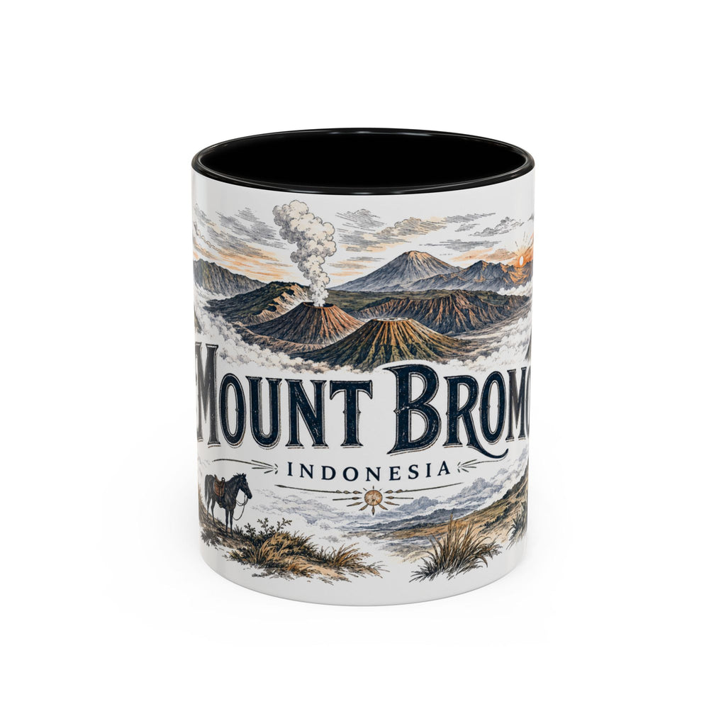 Mount Bromo Mug, Indonesia Travel Souvenir, Bucket List Gift, Accent Ceramic Coffee Mug 11oz 15oz