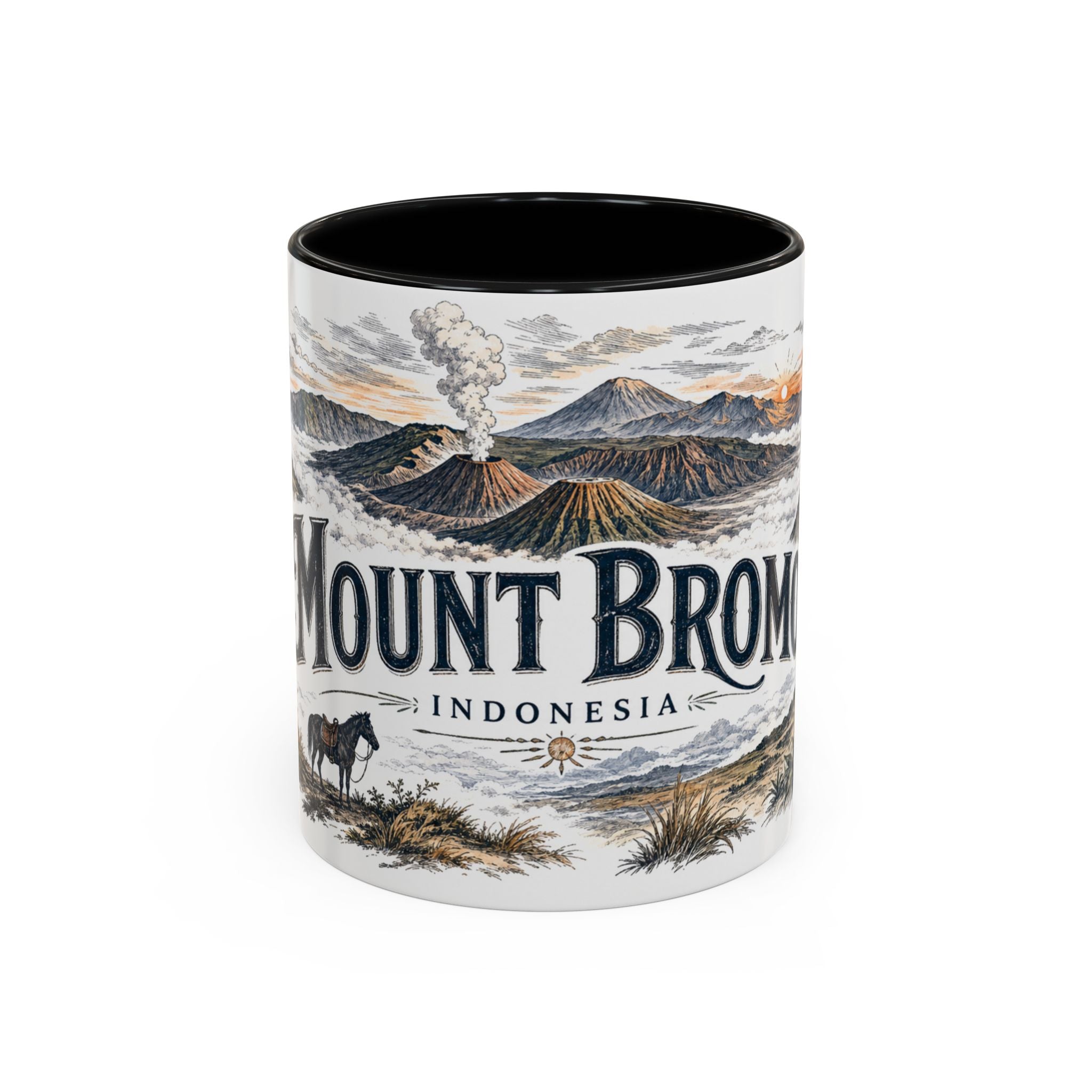 Mount Bromo Mug, Indonesia Travel Souvenir, Bucket List Gift, Accent Ceramic Coffee Mug 11oz 15oz