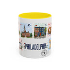 Philadelphia Coffee Mug | Postage Stamp Collage Mug | Travel Souvenir Accent Cup 11oz 15oz