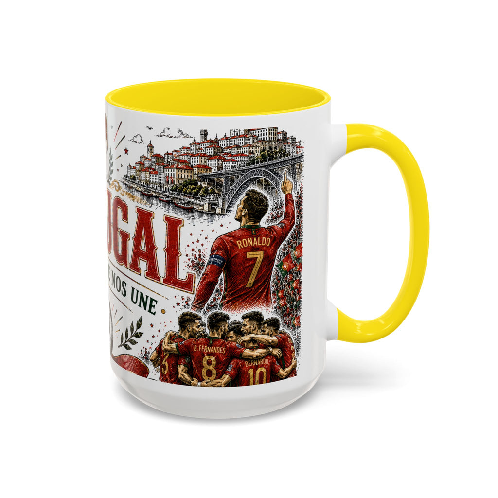 Portugal Soccer Coffee Mug | World Cup Fan Gift | Accent Color Ceramic 11oz 15oz Match Day Cup