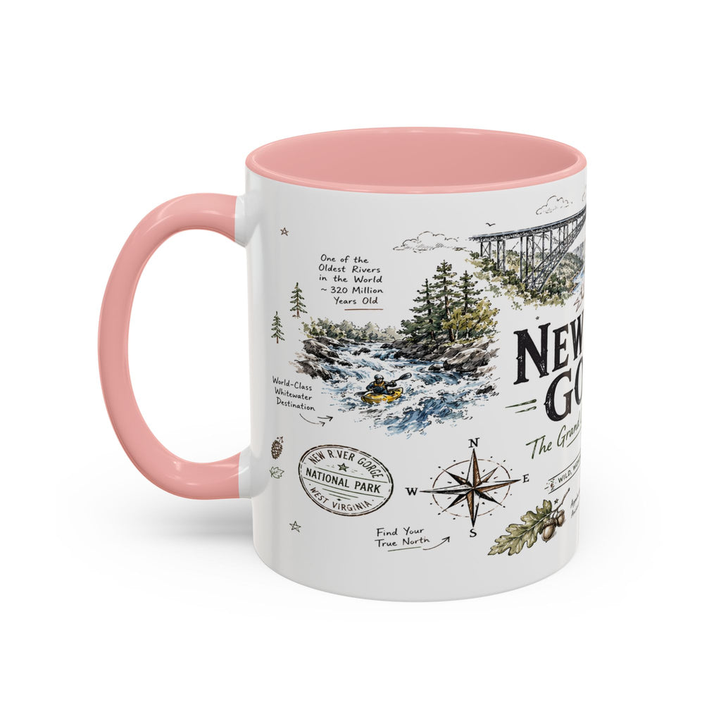 New River Gorge National Park Coffee Mug | West Virginia River Canyon Climbing Gift | Accent Color Ceramic 11oz 15oz
