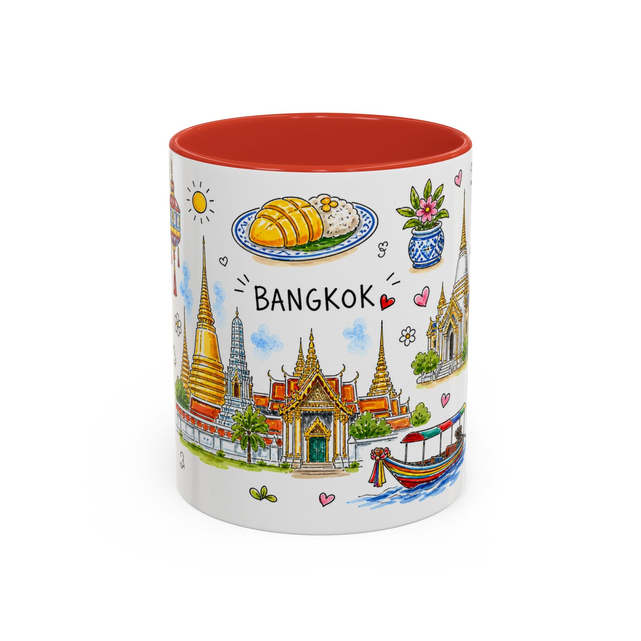 Bangkok Illustrated Travel Mug | City Souvenir Accent Coffee Mug | 11oz 15oz Ceramic Cup