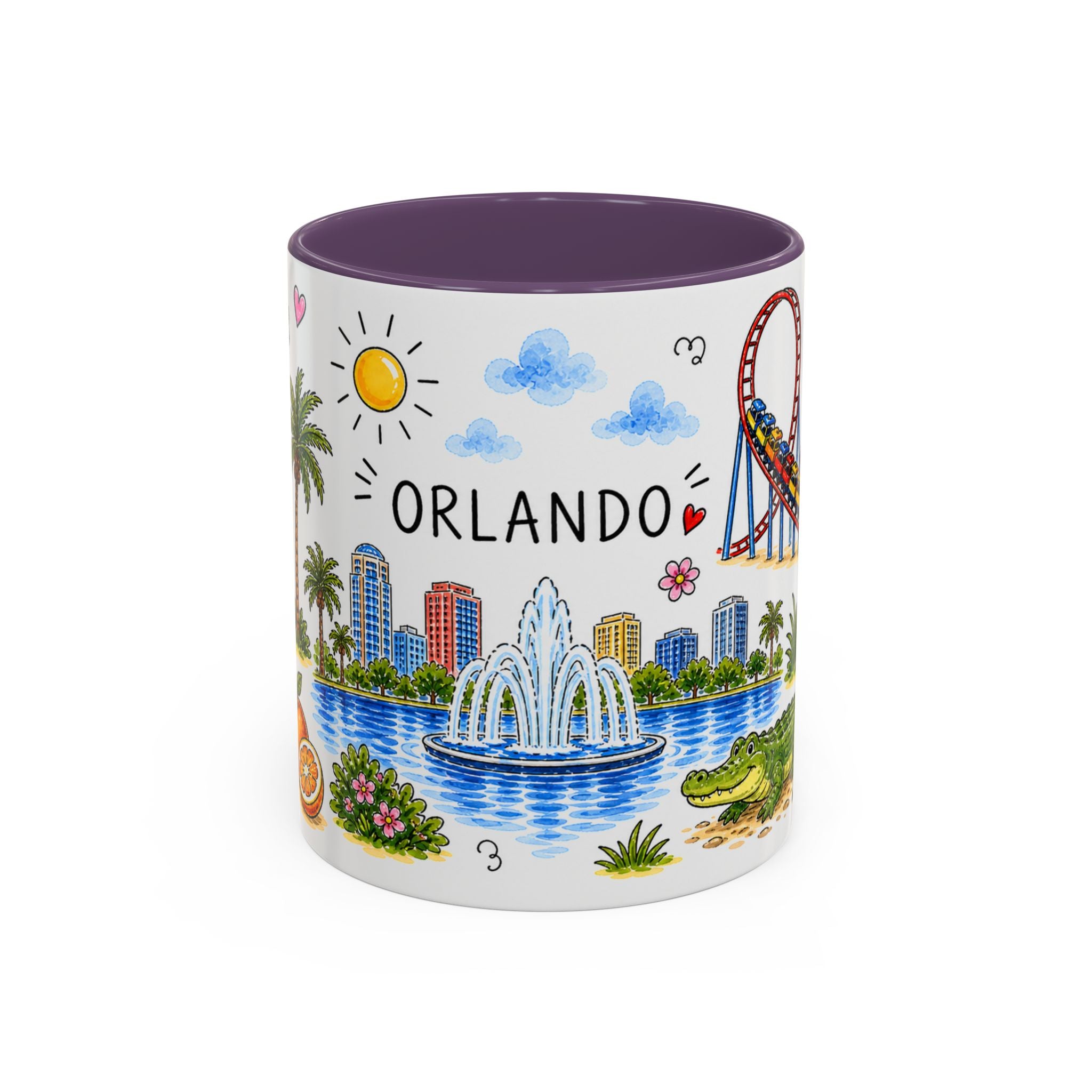 Orlando Illustrated Travel Mug | City Souvenir Accent Coffee Mug | 11oz 15oz Ceramic Cup