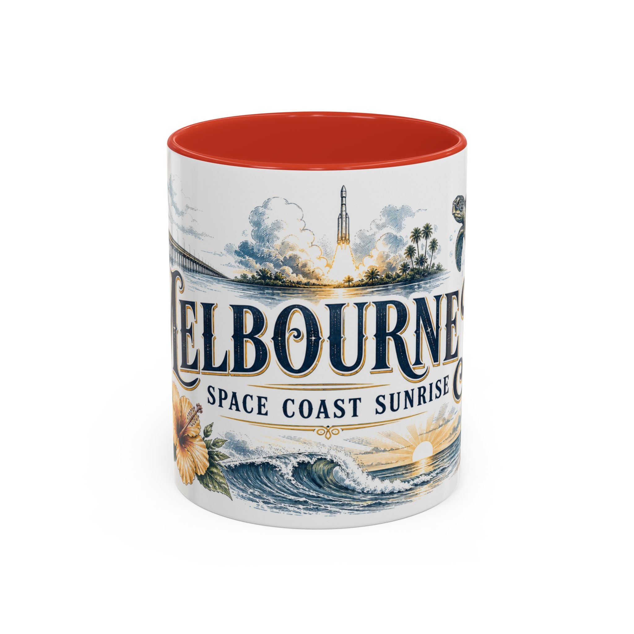 Melbourne FL Coffee Mug | United States Travel Souvenir | Vintage Illustrated City Gift | 11 oz 15 oz Accent Mug