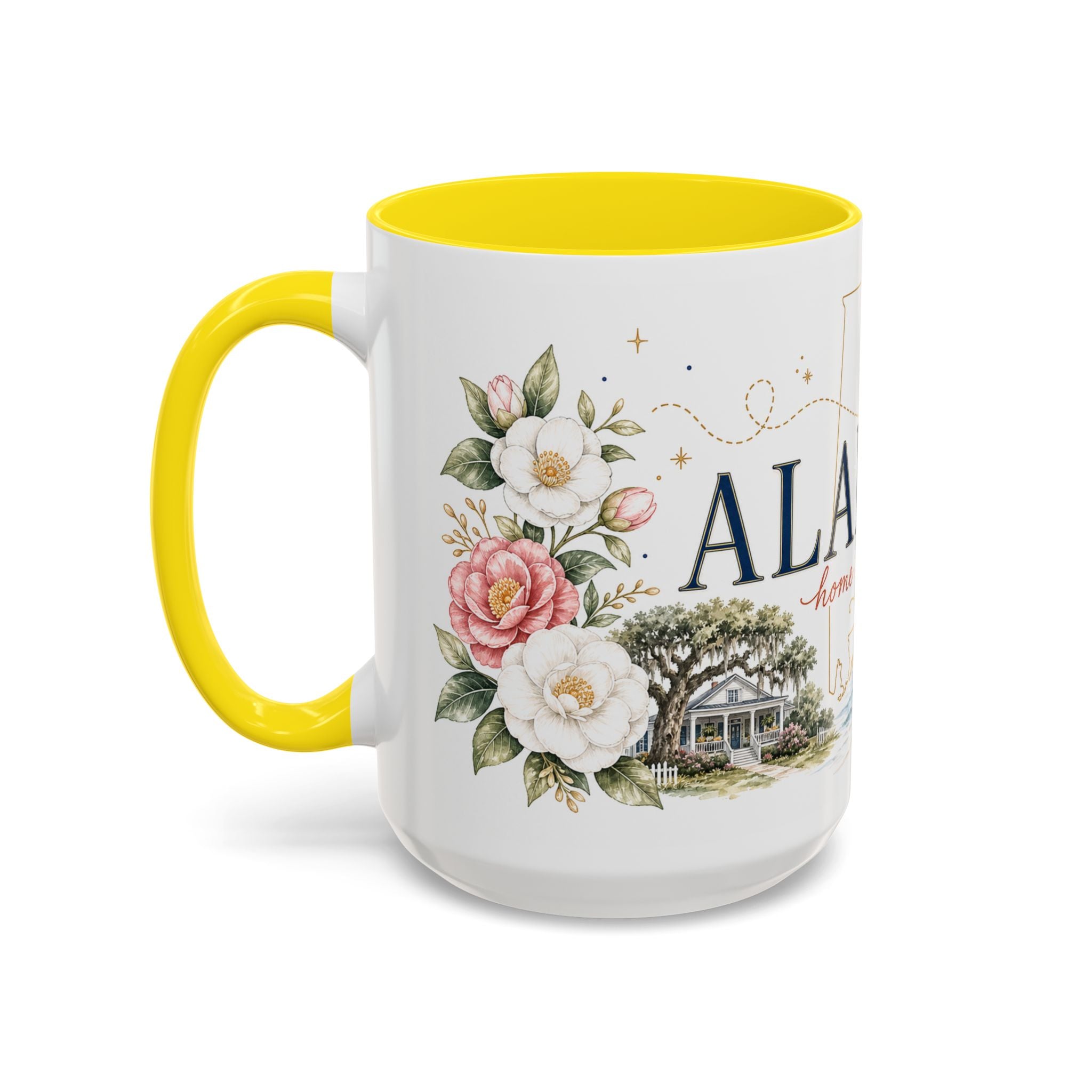 Alabama State Map Mug | Coastal Scenery, Botanical Accents, Homesick Gift