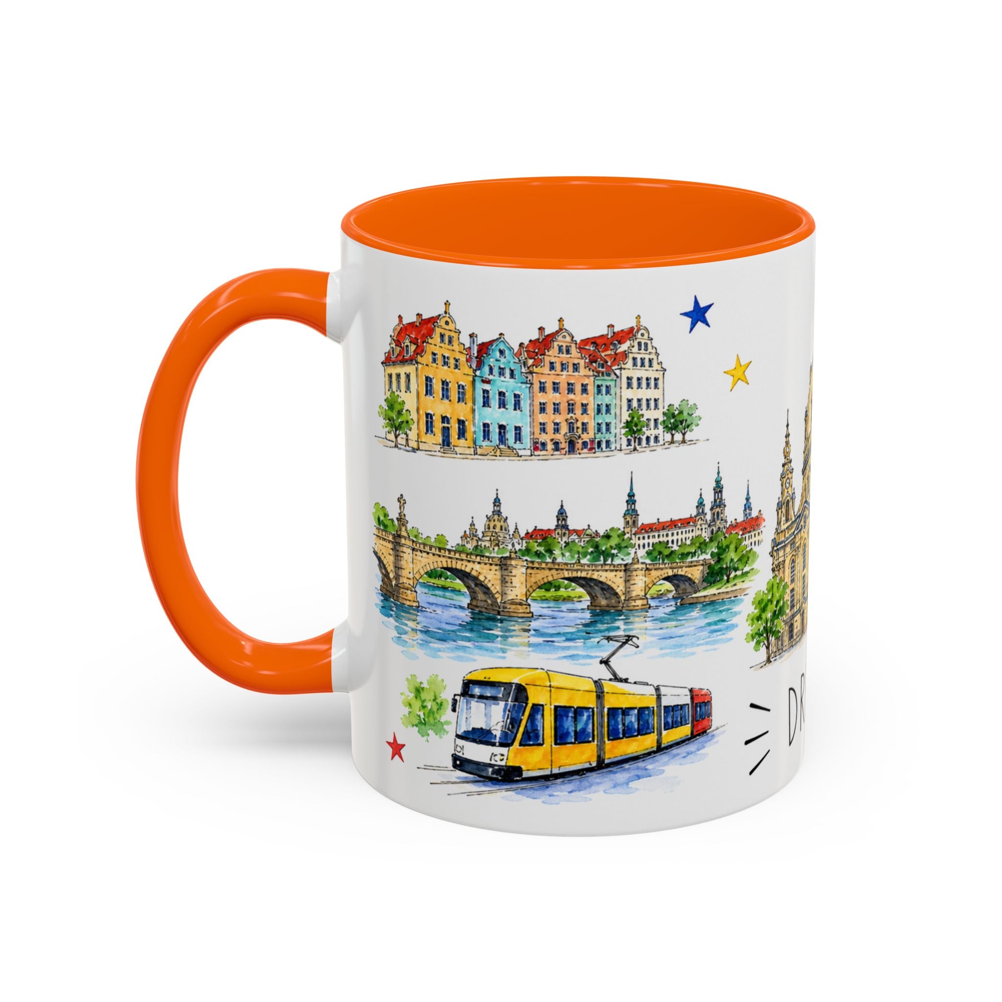 Dresden Illustrated Travel Mug | City Souvenir Accent Coffee Mug | 11oz 15oz Ceramic Cup