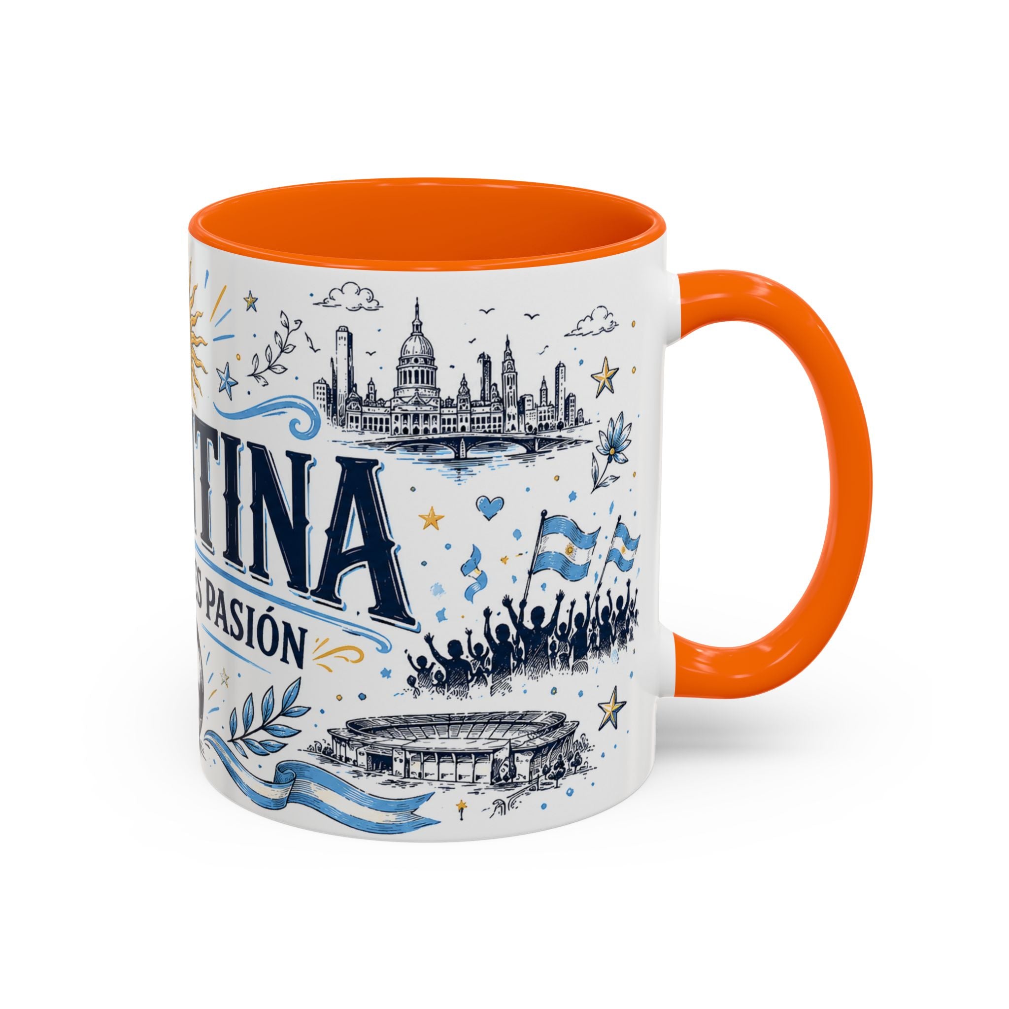 Argentina Soccer Coffee Mug | Soccer Fan Gift | Accent Color Ceramic 11oz 15oz Match Day Cup