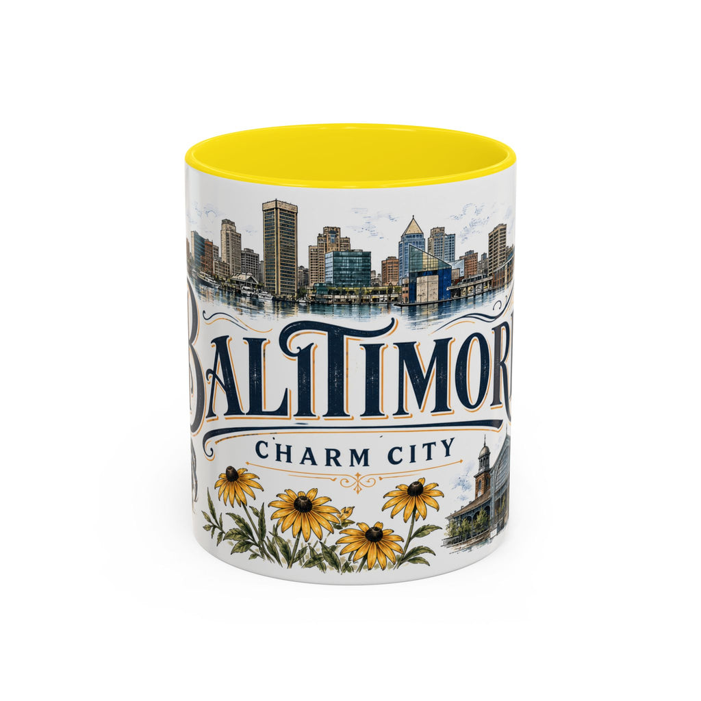 Baltimore Coffee Mug | United States Travel Souvenir | Vintage Illustrated City Gift | 11 oz 15 oz Accent Mug