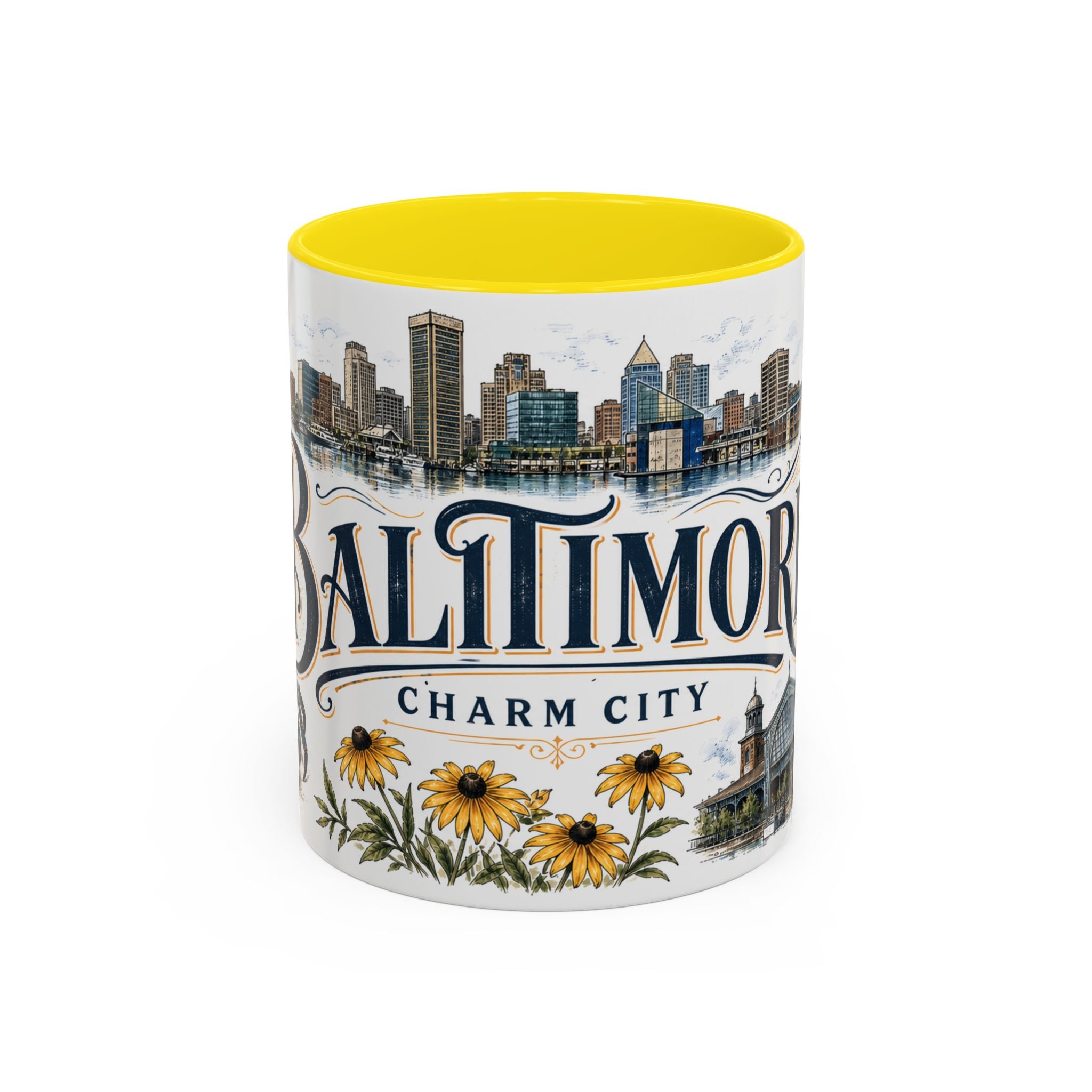 Baltimore Coffee Mug | United States Travel Souvenir | Vintage Illustrated City Gift | 11 oz 15 oz Accent Mug
