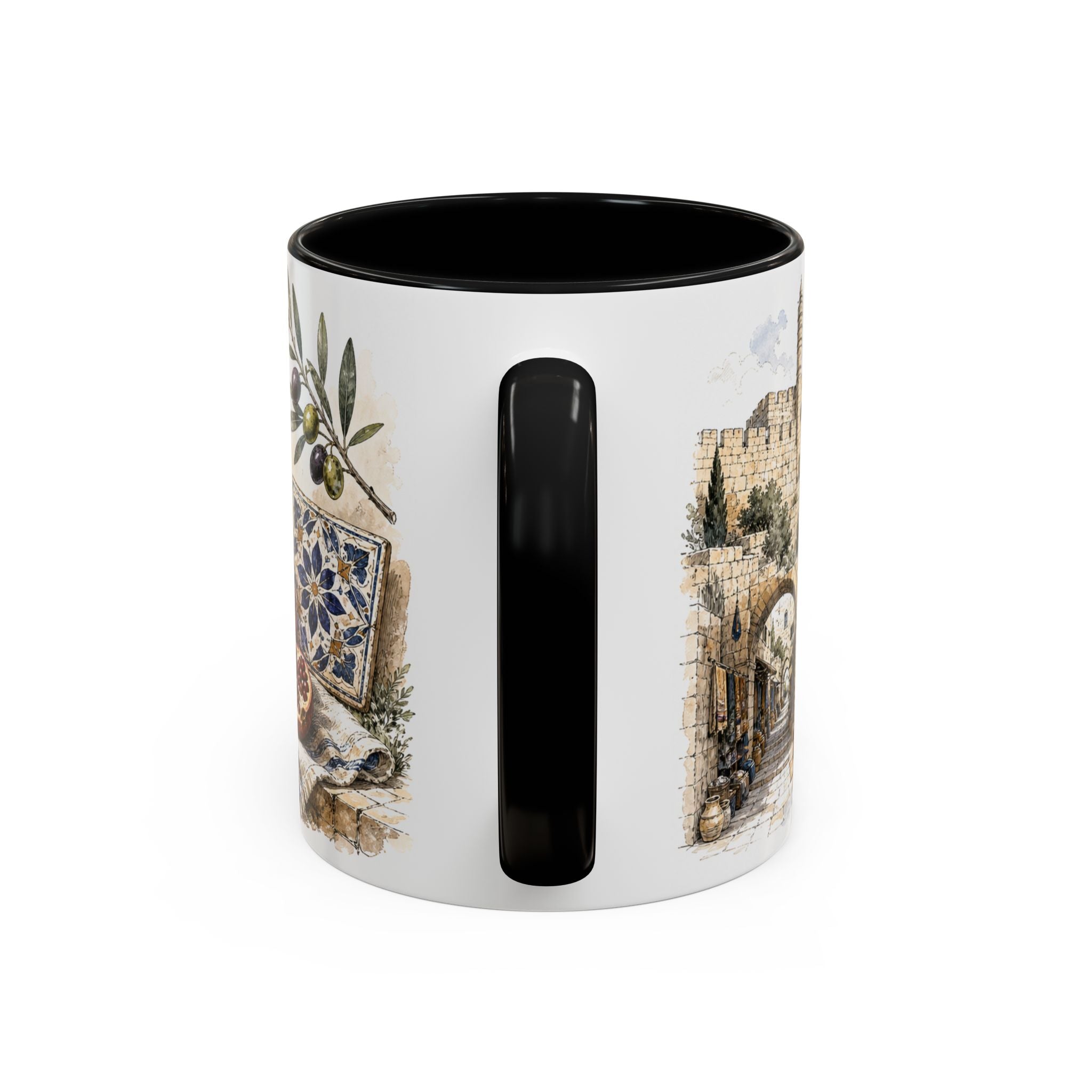 Jerusalem Coffee Mug | Jerusalem region Travel Souvenir | Vintage Illustrated City Gift | 11 oz 15 oz Accent Mug