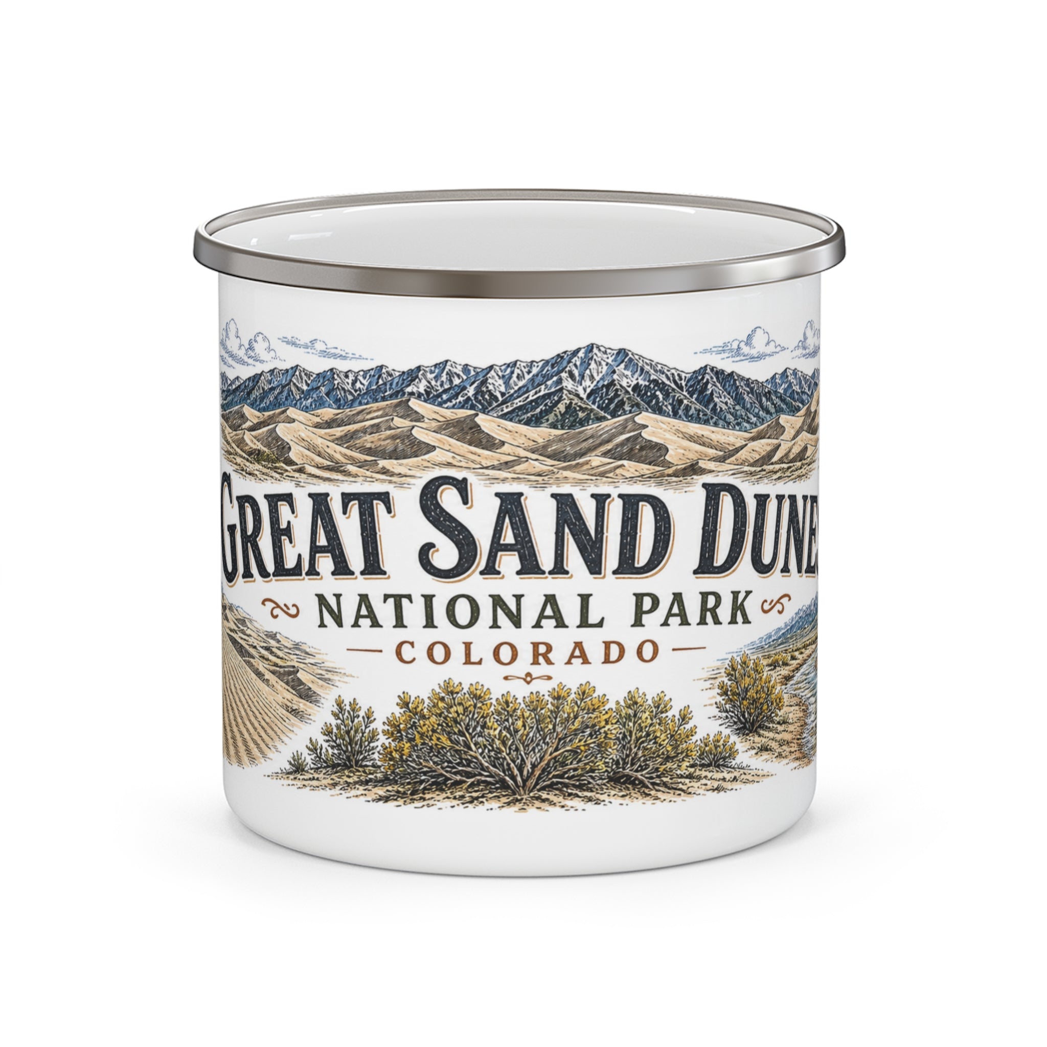 Great Sand Dunes National Park Vintage Enamel Camping Mug | 12oz National Park Hiking Gift