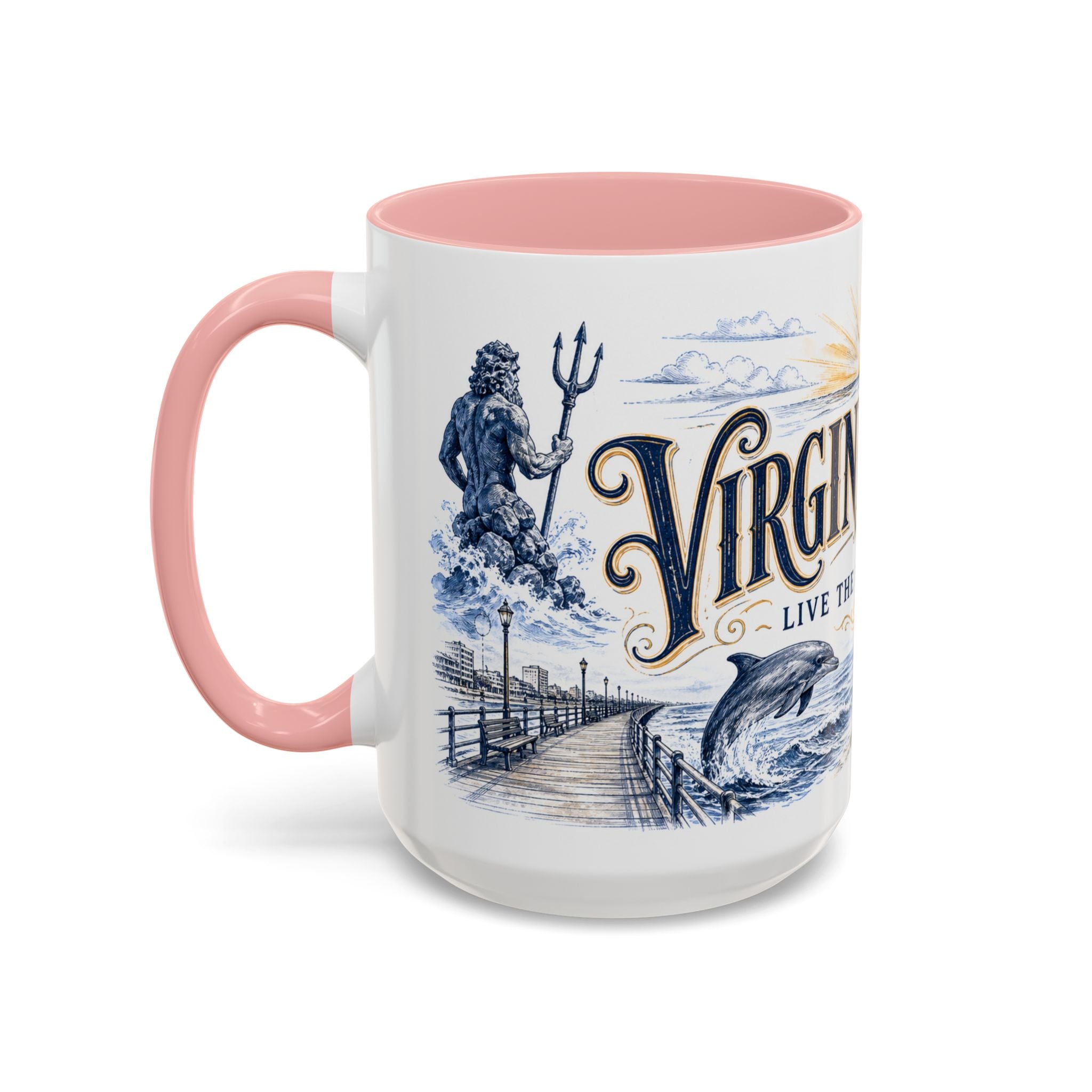 Virginia Beach Coffee Mug | United States Travel Souvenir | Vintage Illustrated City Gift | 11 oz 15 oz Accent Mug