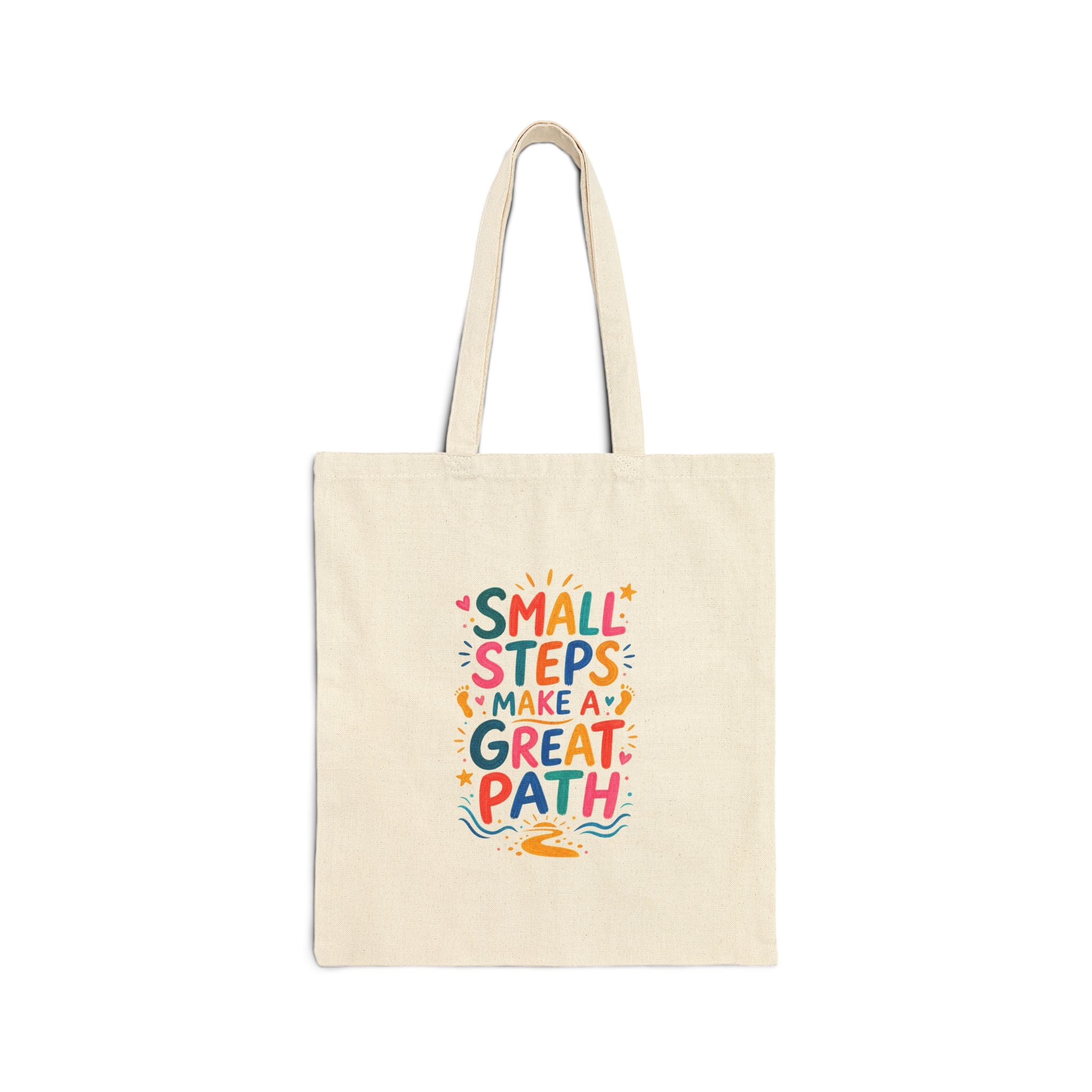 Small Steps Make A Great Path Tote Bag | Ancient Wisdom Quote Canvas Bag | Colorful Philosophy Gift