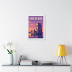 Belém Tower Lisbon Portugal Framed Poster | Vintage Travel Wall Art | Black Walnut White Frame | 16x24 20x30