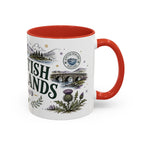 Scottish Highlands Coffee Mug | Travel Destination Souvenir Gift | Accent Color Ceramic 11oz 15oz