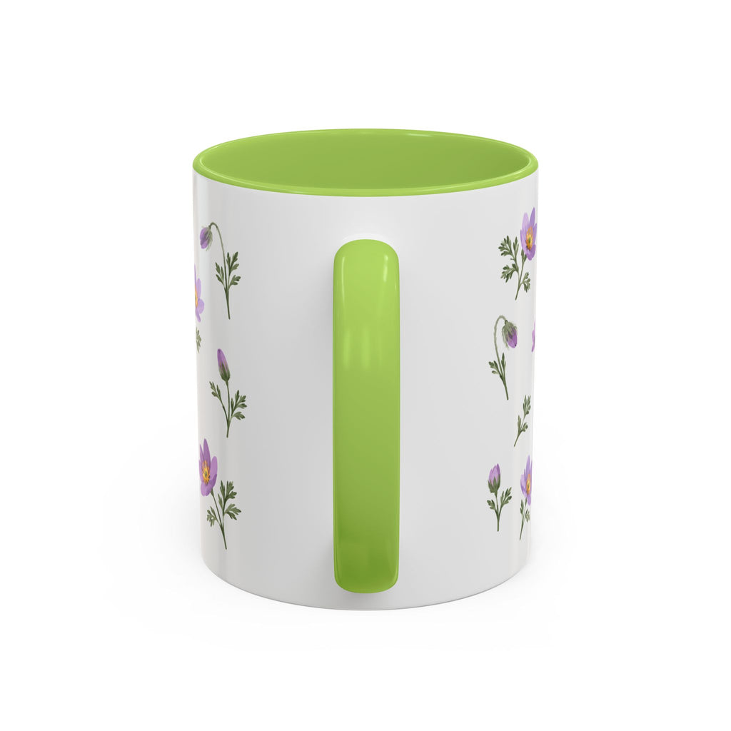 South Dakota Pasque Flower Mug, State Flower Floral Coffee Cup, 11oz Botanical Gift