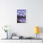 New Zealand Alps New Zealand Framed Poster | Vintage Travel Wall Art | Black Walnut White Frame | 16x24 20x30
