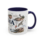 Acadia Coffee Mug | National Park Hiking Coastal Gift | Accent Color Ceramic 11oz 15oz