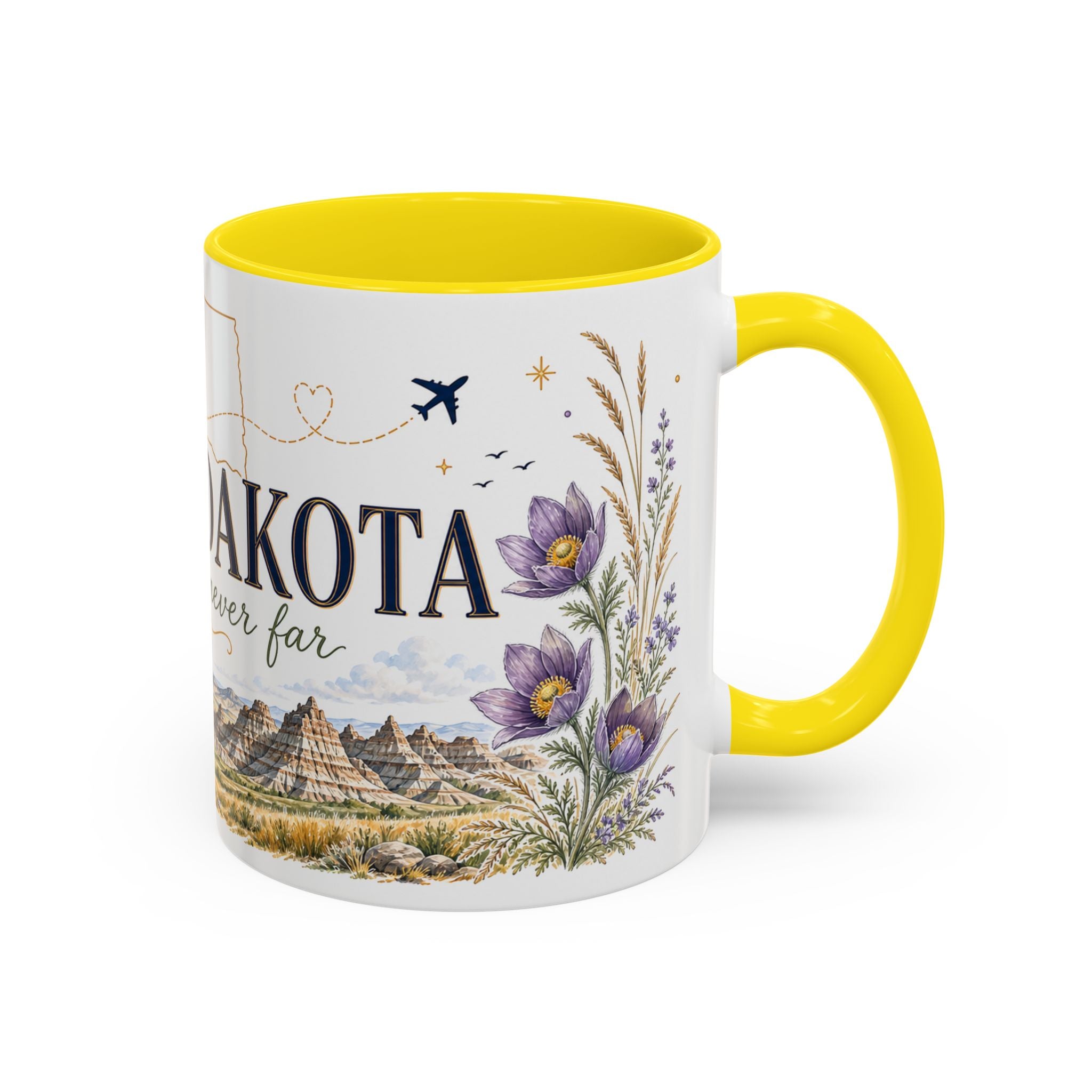 South Dakota State Map Mug | Botanical Accents, Homesick Gift (11oz or 15oz)