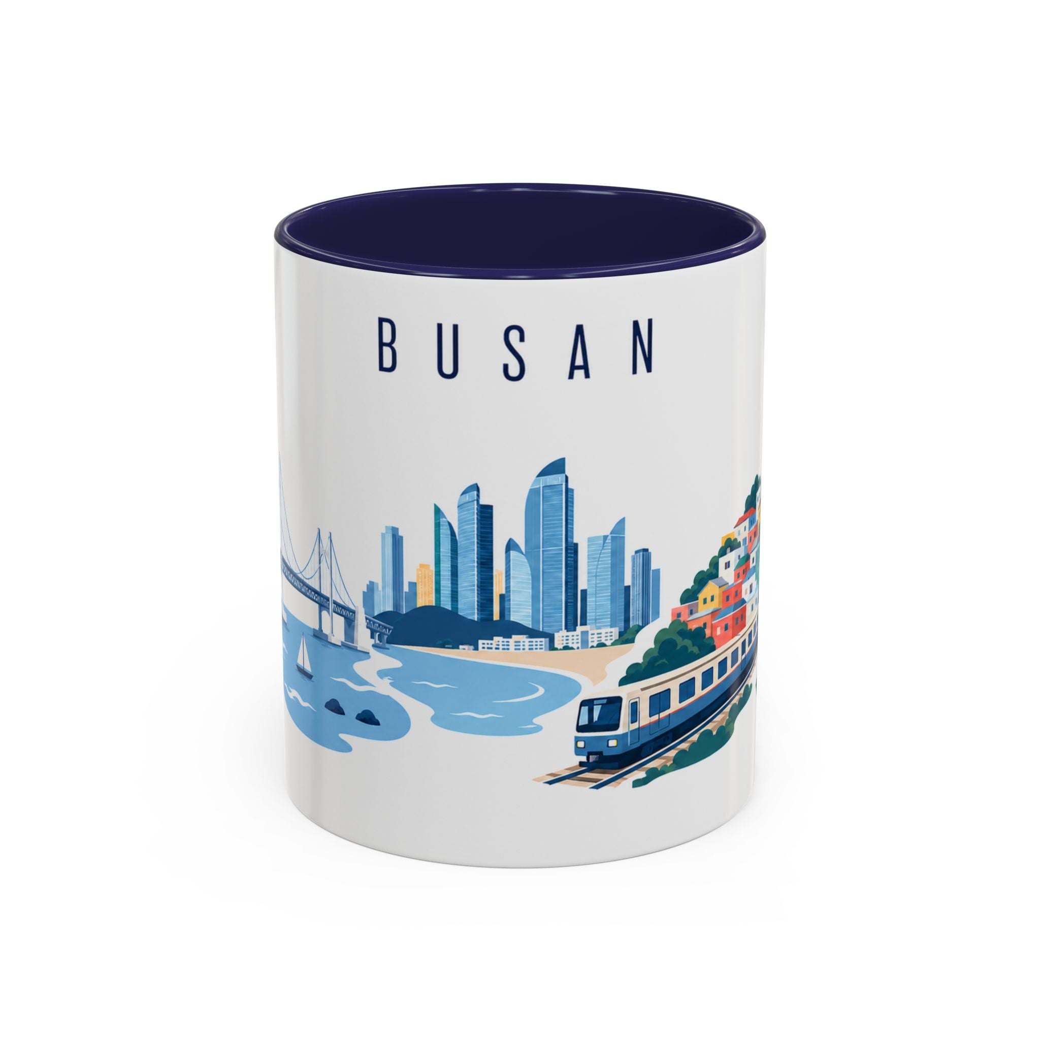 Busan Coffee Mug | South Korea Travel Souvenir | Porcelain Decal City Gift | 11oz 15oz Accent Mug