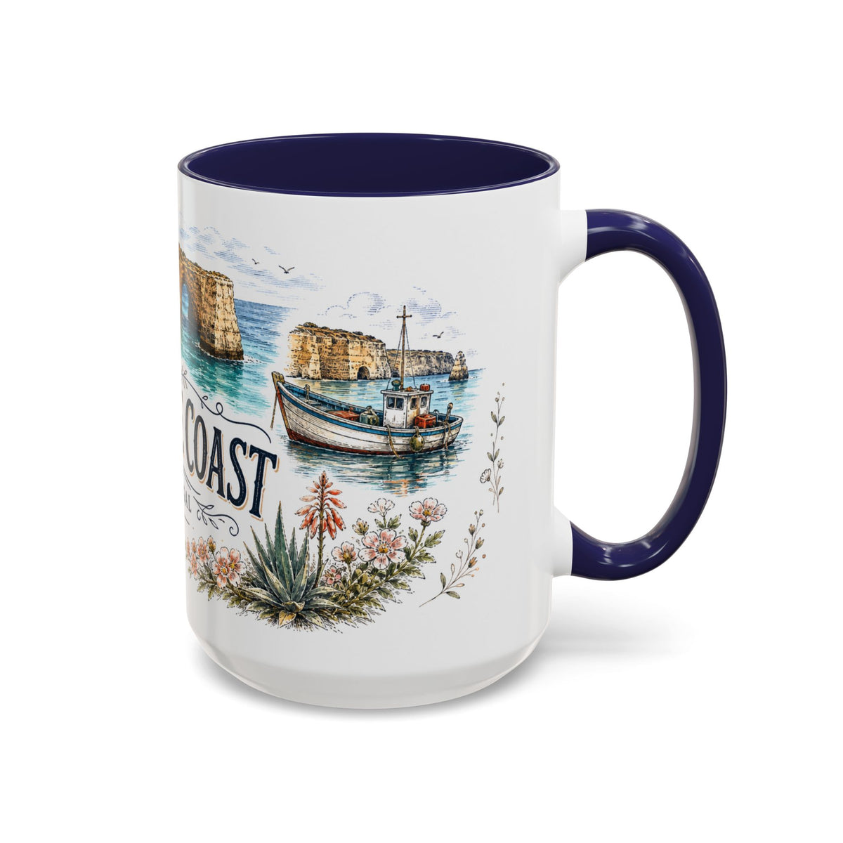 Algarve Coast Mug, Portugal Travel Souvenir, Bucket List Gift, Accent Ceramic Coffee Mug 11oz 15oz