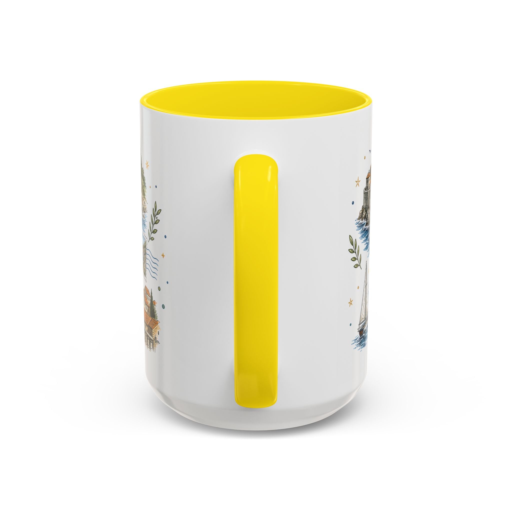 Dubrovnik Coast Coffee Mug | Travel Destination Souvenir Gift | Accent Color Ceramic 11oz 15oz