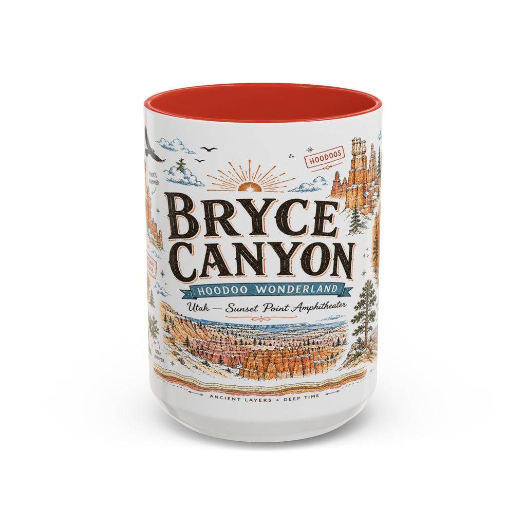 Bryce Canyon Coffee Mug | National Park Hiking Utah Gift | Accent Color Ceramic 11oz 15oz