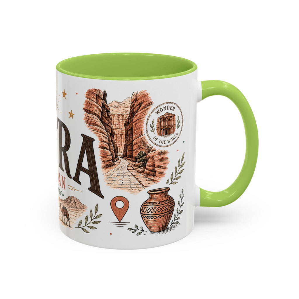 Petra Coffee Mug | Travel Destination Souvenir Gift | Accent Color Ceramic 11oz 15oz