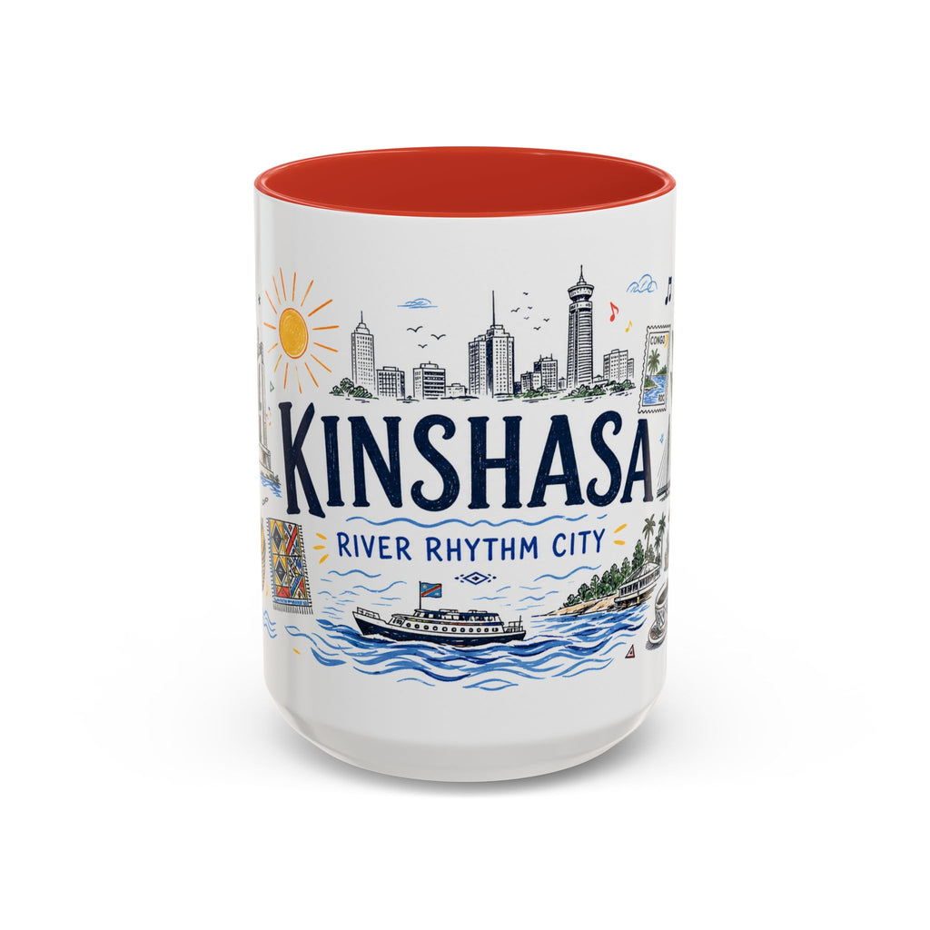 Kinshasa Coffee Mug | DR Congo Souvenir Travel Gift | Accent Color Ceramic 11oz 15oz