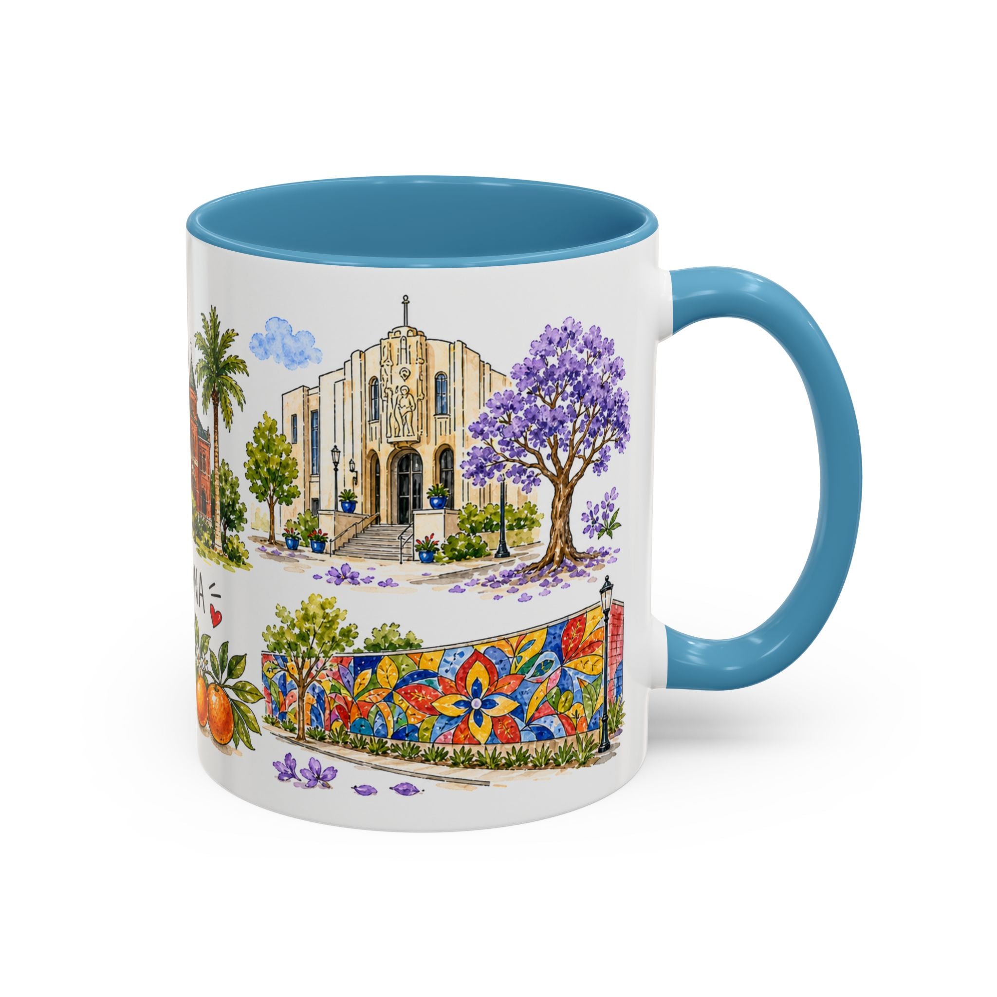 Santa Ana Illustrated Travel Mug | City Souvenir Accent Coffee Mug | 11oz 15oz Ceramic Cup