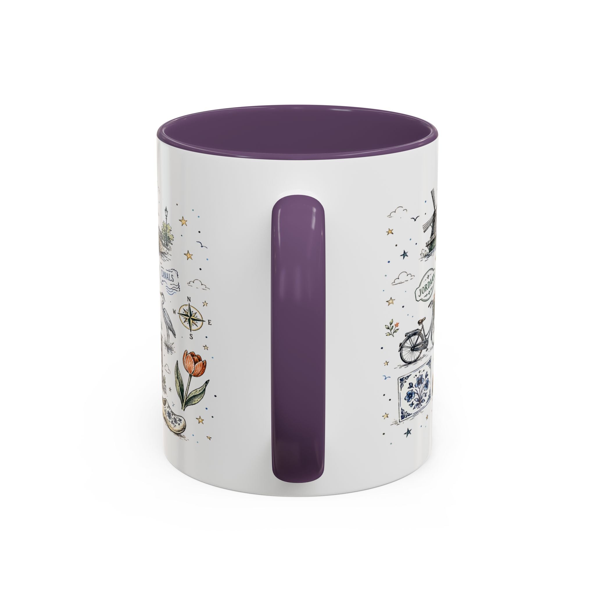 Amsterdam Coffee Mug | Netherlands Souvenir Travel Gift | Accent Color Ceramic 11oz 15oz