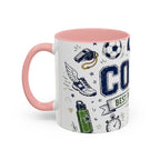 Coach Best Dad On The Field Coffee Mug | Father's Day Gift for Dad | Accent Color Ceramic 11oz 15oz