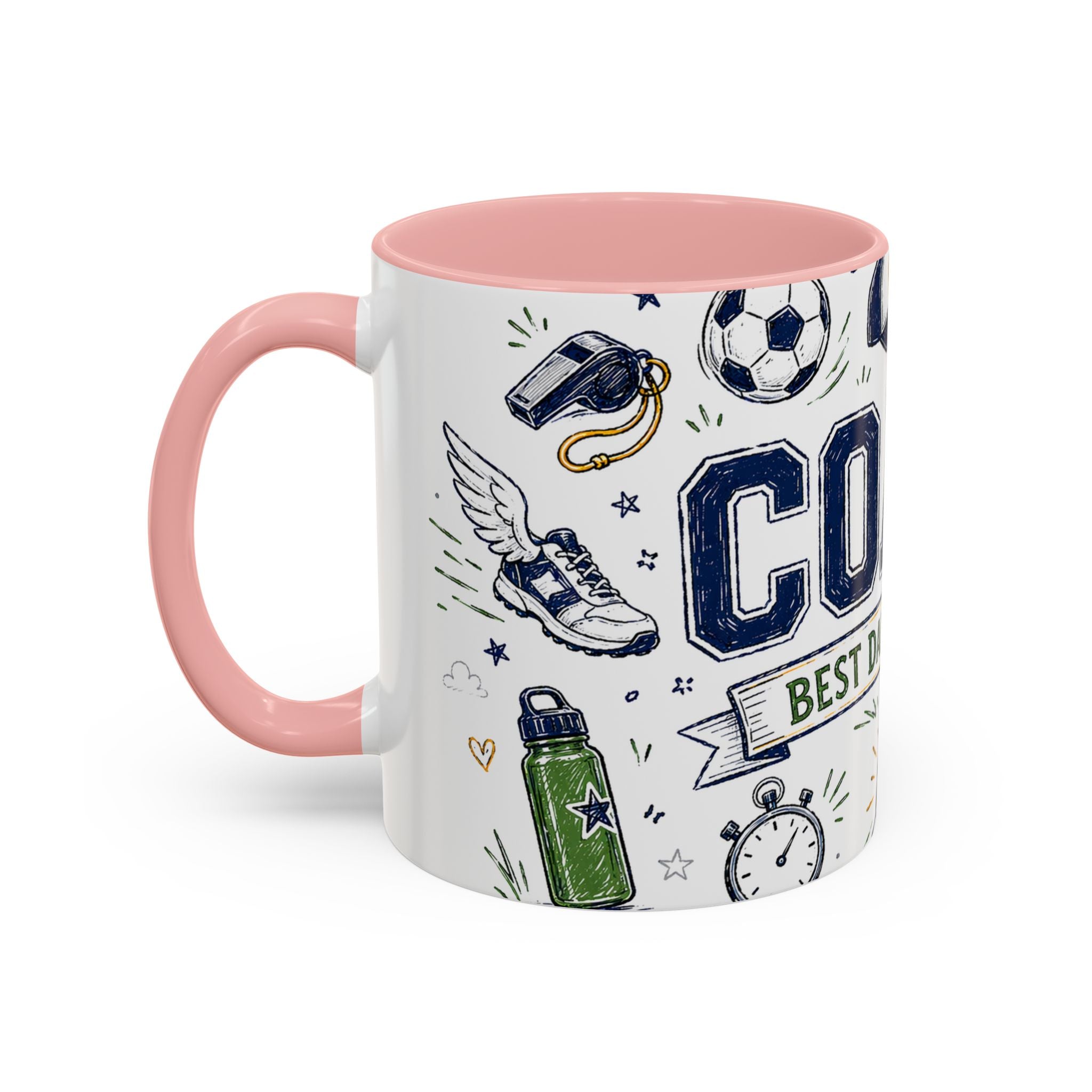 Coach Best Dad On The Field Coffee Mug | Father's Day Gift for Dad | Accent Color Ceramic 11oz 15oz