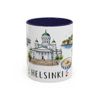 Helsinki Illustrated Travel Mug | City Souvenir Accent Coffee Mug | 11oz 15oz Ceramic Cup