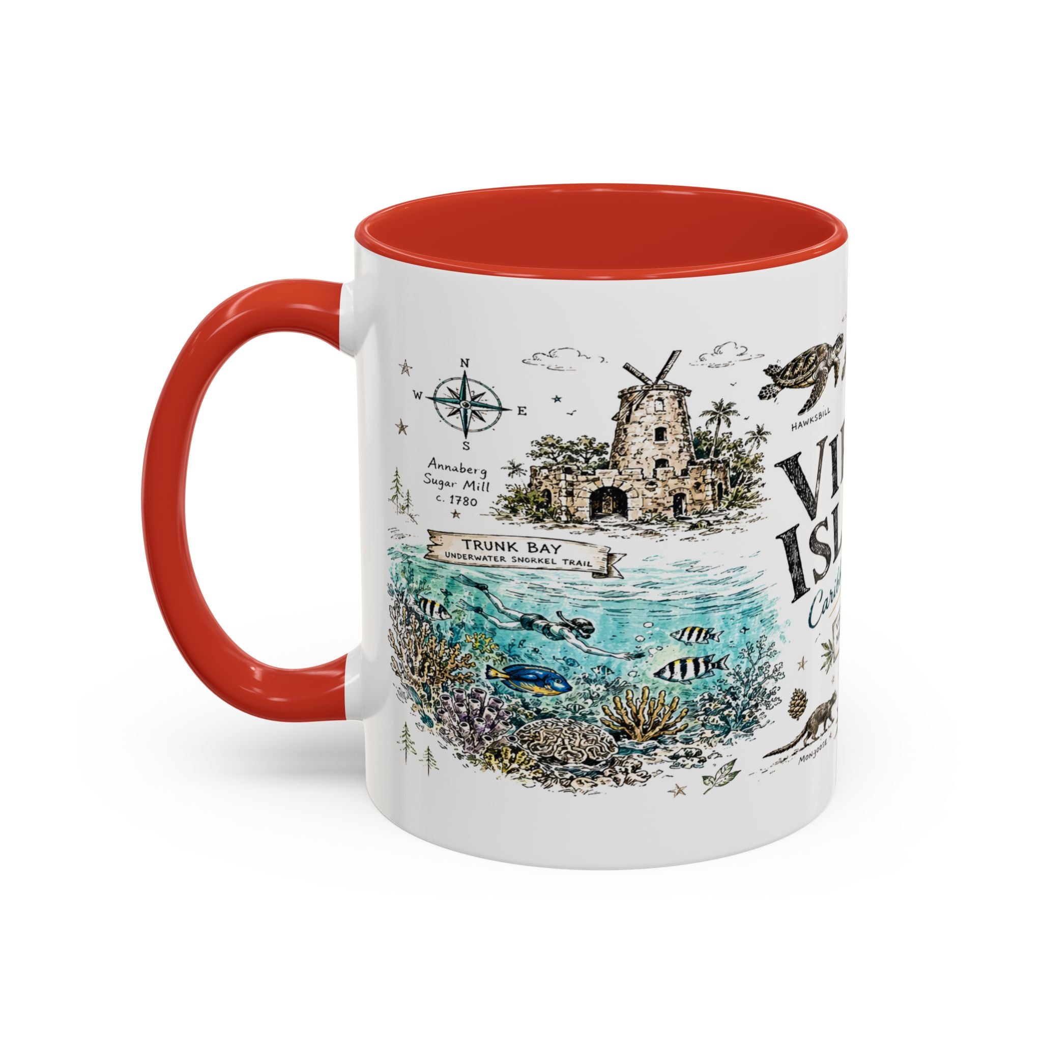 Virgin Islands National Park Coffee Mug | Caribbean Beach Snorkeling Reef Gift | Accent Color Ceramic 11oz 15oz
