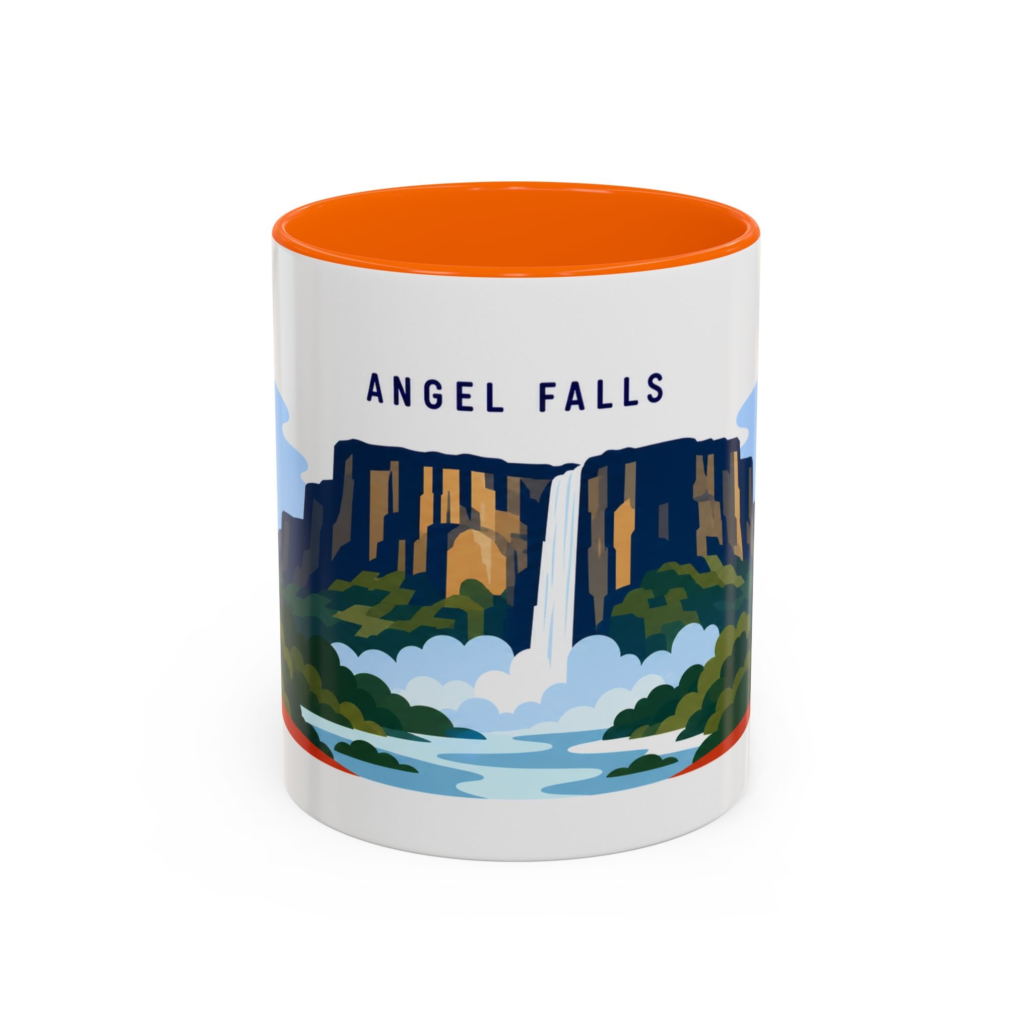 Angel Falls Coffee Mug | Travel Destination Souvenir Gift | Accent Color Ceramic 11oz 15oz