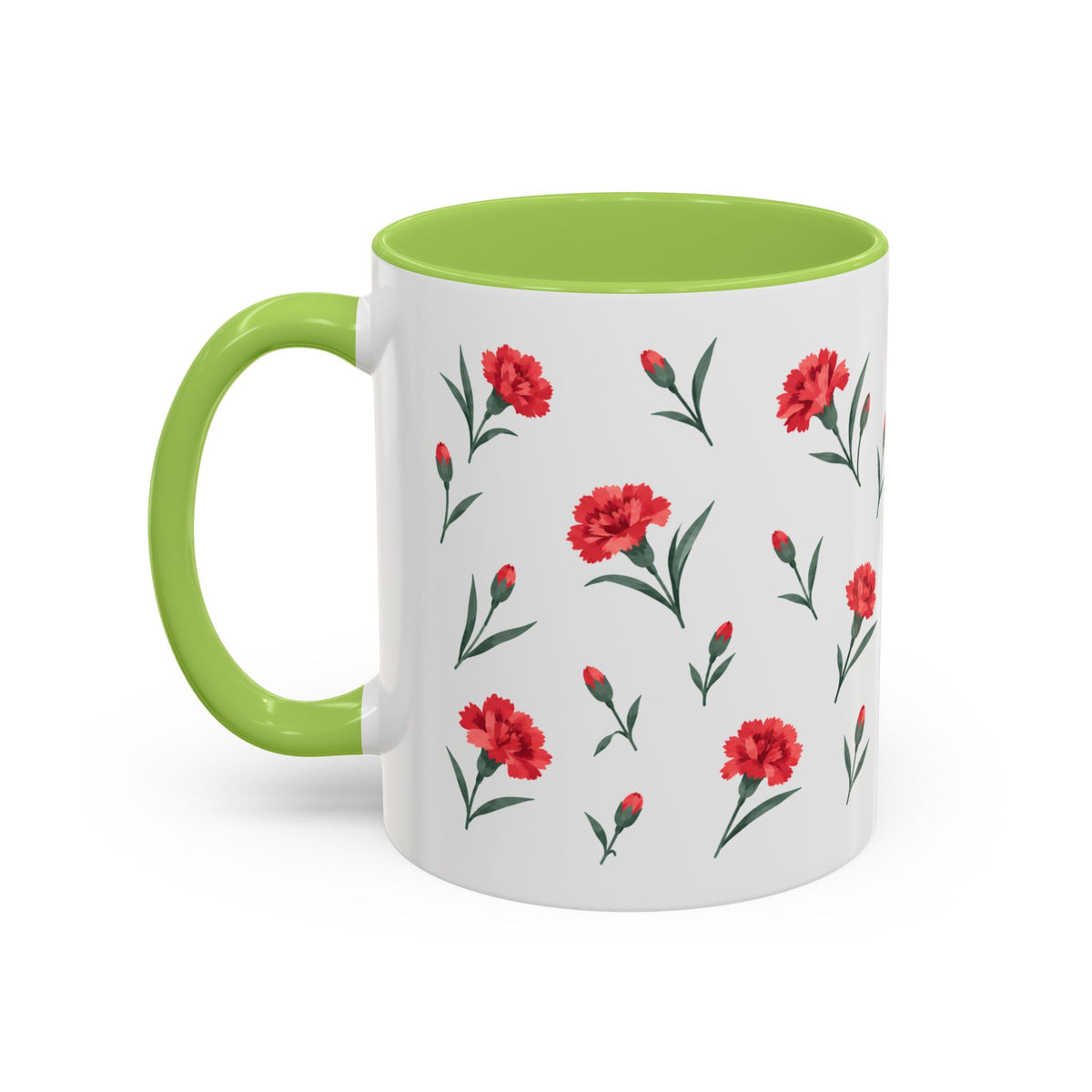 Ohio Scarlet Carnation Mug, State Flower Floral Coffee Cup, 11oz Botanical Gift
