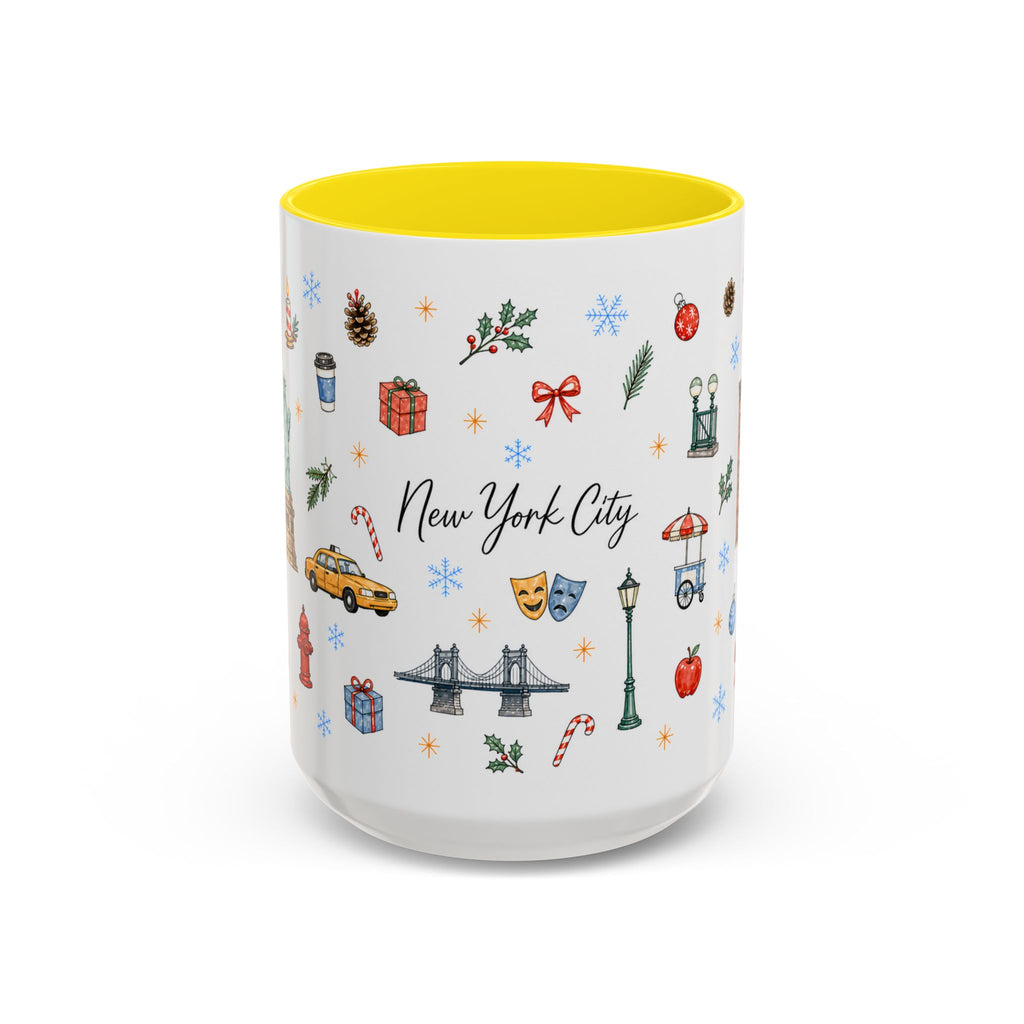 New York City Christmas Mug | Watercolor City Souvenir | Ceramic Coffee Cup